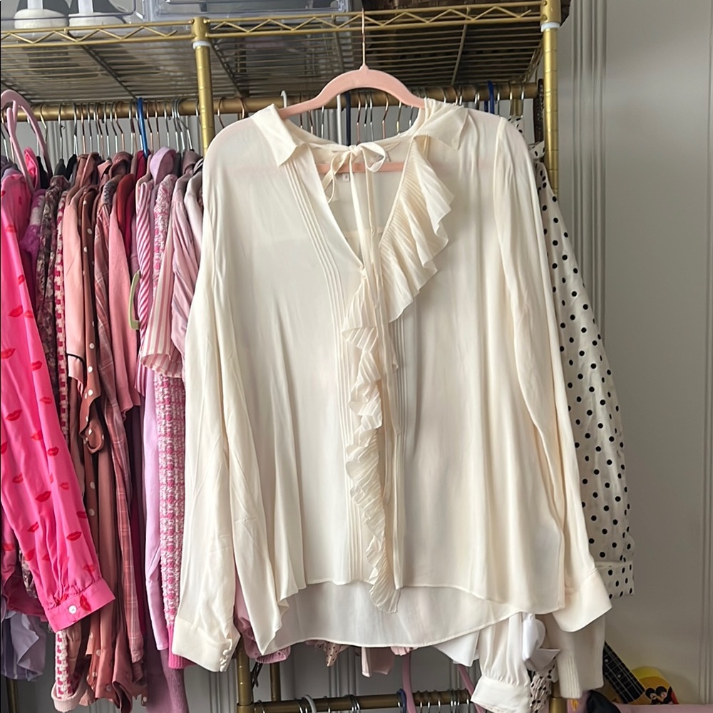 Ted Baker Elegant Cream Ruffle Blouse